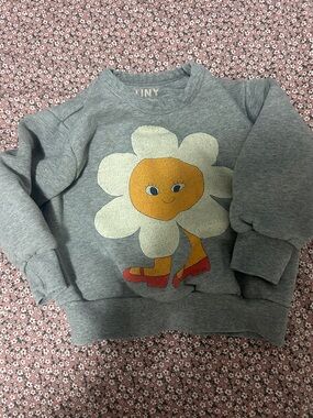 Tiny cottons girls 6t Gray Crewneck Sweatshirt with Smiling Daisy Graphic